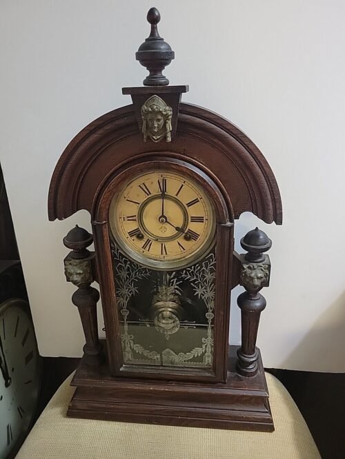 Beautiful Antique Ansonia Parlor Kitchen Mantle 8 Day Clock With Key Chime,King