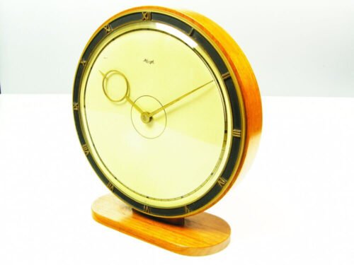 BEAUTIFUL ART DECO BAUHAUS WOOD DESK CLOCK KIENZLE HEINRICH MOELLER GERMANY