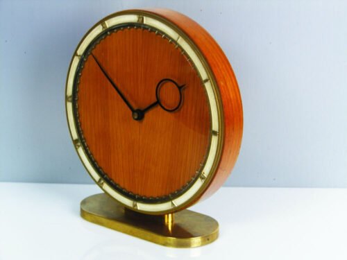 BEAUTIFUL ART DECO BAUHAUS WOOD DESK CLOCK KIENZLE HEINRICH MOELLER GERMANY