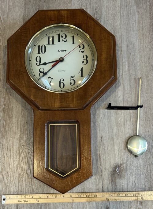 Beautiful Devon Quartz Wall Clock W/ Swinging Pendulum 24” X 14” Tested!