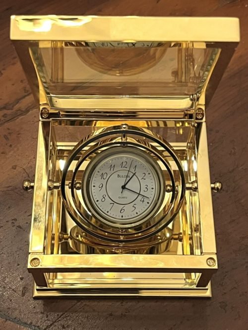 Beautiful Gimbaled Bulova Desk Clock. Japanese Movement!