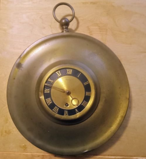 Beautiful RARE Antique Aristocrat Co German 8 Day Large Wind-up Brass Wall CLOCK