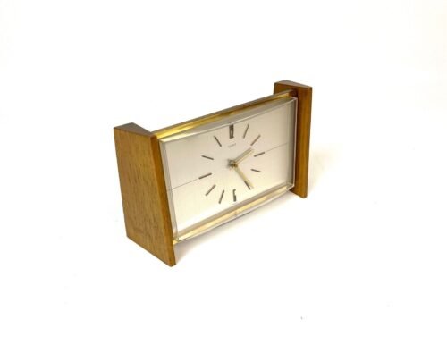 BEAUTIFUL RARE VINTAGE 60S MID CENTURY MODERNISM TEAK DESK CLOCK BY KIENZLE