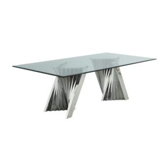Becky 94 in. Stainless Steel Base Rectangular Glass Top