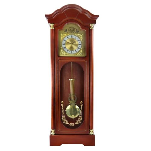 Bedford Clock Collection 33" Chiming Pendulum Wall Clock in Antique Cherry Oak F