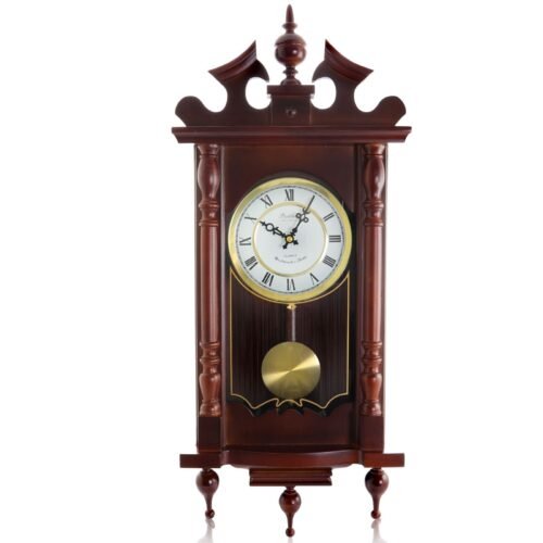 Bedford Clock Collection Classic 31 Inch Chiming Pendulum Wall Clock in Cherry