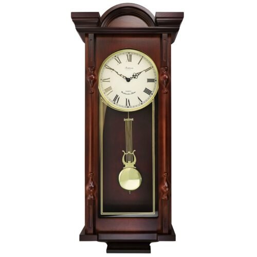Bedford Clock Collection Grand 31 Inch Chiming Pendulum Wall Clock in Antique
