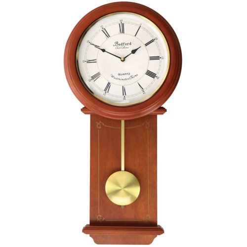 Bedford Clock Collection Olivia 24.5 Inch Cherry Wood Chiming Pendulum Wall Clo