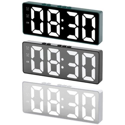 Bedroom LED Electronic Alarm Clock Small Wall Clock Dimmable With Temperature