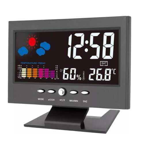 Bedside LED Smart Alarm Clock Time Temperature Humidity Weather Desktop Clocks