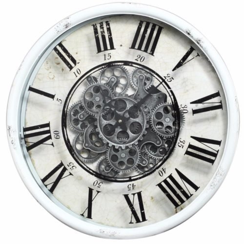 Benzara 19.7" x 19.7" Vintage Vibe White Round Wall Clock BM145664