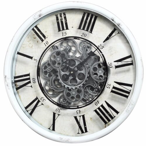 Benzara 19.7" x 19.7" Vintage Vibe White Round Wall Clock BM145664
