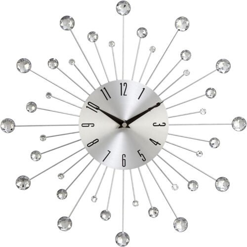 Benzara 85516 Metal Wall Clock, Silver, 15"L X 2"W X 15"H