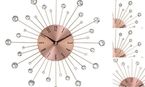 Benzara 85517 Metal Copper Wall Clock, 15" L x 1" W x 15" H