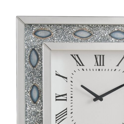 Benzara Wood & Mirror Square Analog Wall Clock, White