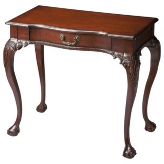 Bernadette 35 in.Rectangular Dark Brown Wood 1 Drawer Writing Desk with Drawers