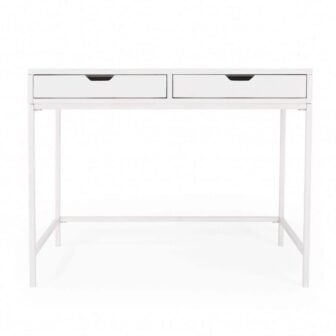 Bernadette 40 in. Rectangular White Wood 2-Drawer Writing Desk with Drawers