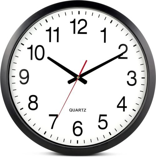 Bernhard Products Black Wall Clock XL 18" Silent Non Ticking Quartz Easy to Read