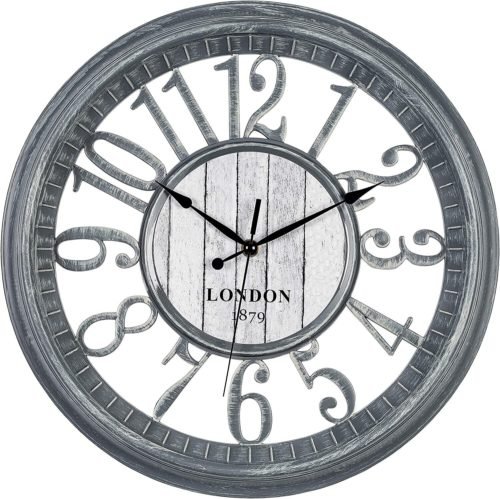 Bernhard Products Silent Non-Ticking Large Wall Clock 16" Gray Battery Operated