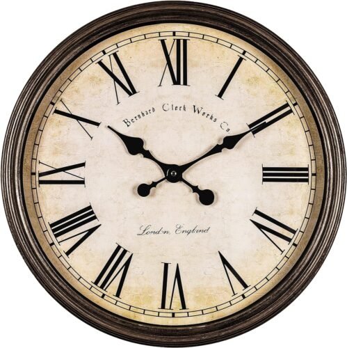 Bernhard Products Vintage Decorative Wall Clock XL 20" Silent Non Ticking Quartz