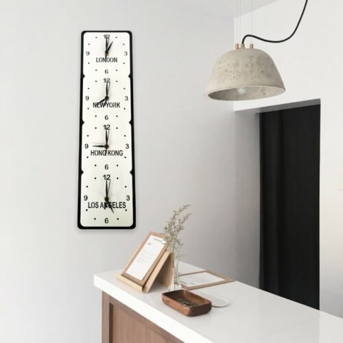 Bespoke Named Vertical Square 4 Time Zones Wall Clocks, Many Colour Choices