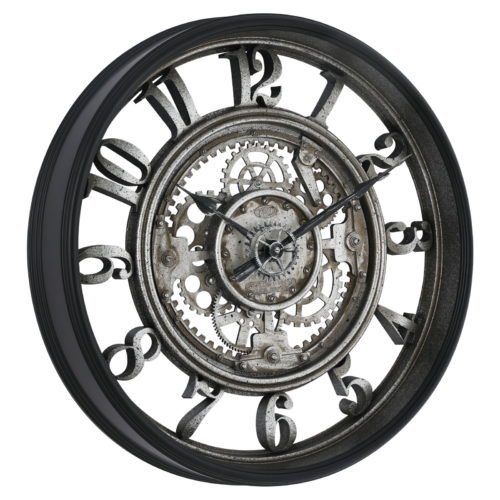 Better Homes and Gardens 20" Indoor Rustic Metal Arabic Gear Analog Wall Clock