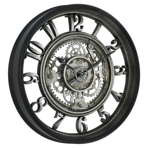 Better Homes and Gardens 20" Indoor Rustic Metal Arabic Moving Gear Analog Wall