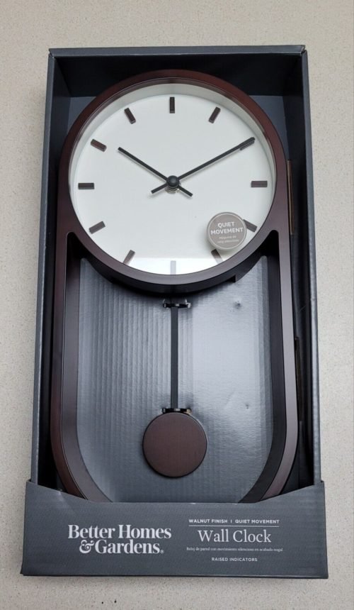 Better Homes & Garden Indoor Faux Wood Pendulum Analog Wall Clock