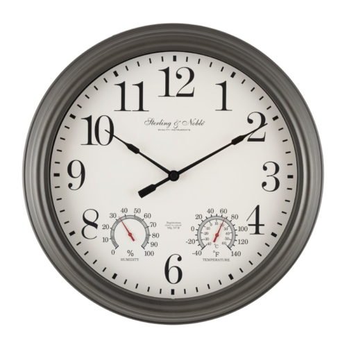 Better Homes & Gardens 15.5-inch Gray Gunmetal Finish Round Hands Wall Clock
