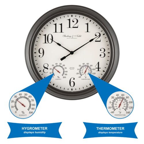 Better Homes & Gardens 15.5" Gray Gunmetal Finish Arabic Round Analog Wall Clock