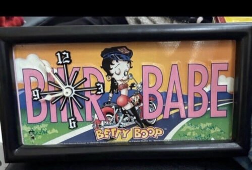 Betty Boop Biker Babe License Plate Quartz Wall Clock-Easy To Hang! ⭐️⭐️