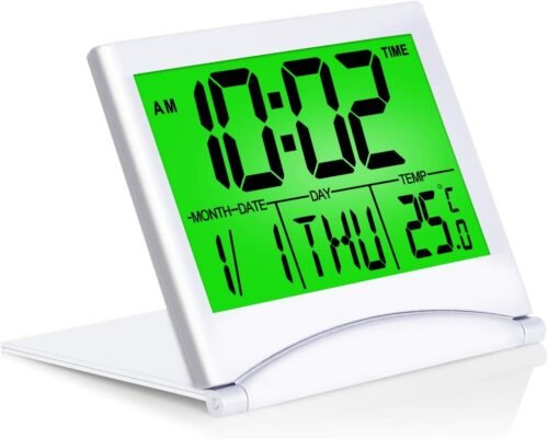 Betus Digital Travel Timer LCD Clock with Backlight - Compact LCD Desk Clock