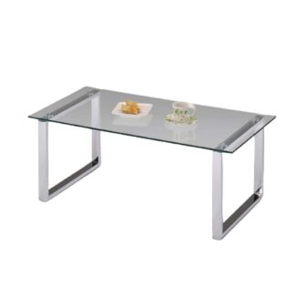 Bevan 39 in. L Chrome Glass Finish Rectangle Shape Top Glass Coffee