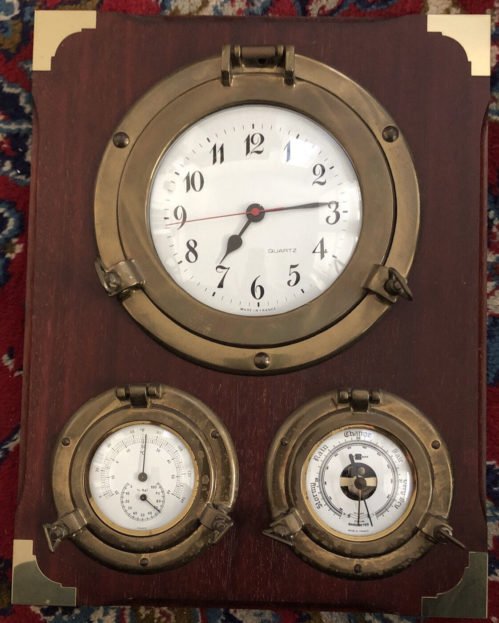 Bey-Berk clock barometer Temp Porthole Nautical Steam Punk PatinaMade In France
