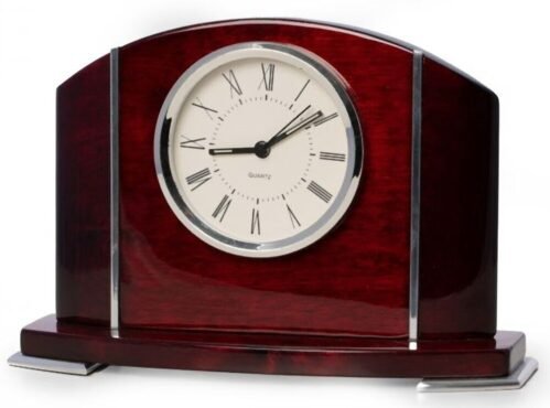 Bey-Berk Edison Lacquered Mahogany Wood Quartz Movement Clock