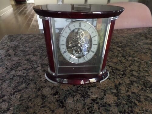 Bey-Berk Mantel Clock Silver Rosewood Beautiful Modern XLNT WORKING CONDITION!