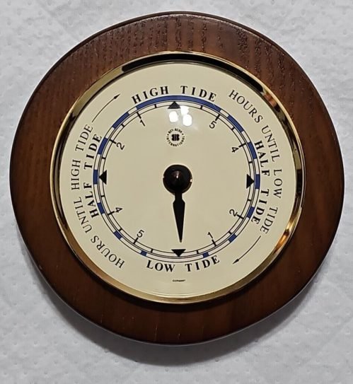 Bey Berk Tide Clock On 5.5" Inch Cherry Wood With Brass Bezel Tested & Works