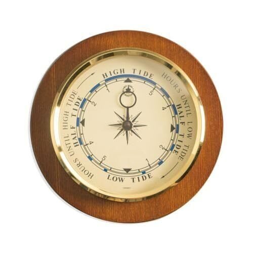 Bey Berk Tide Clock On 9" Cherry Wood with Brass Bezel