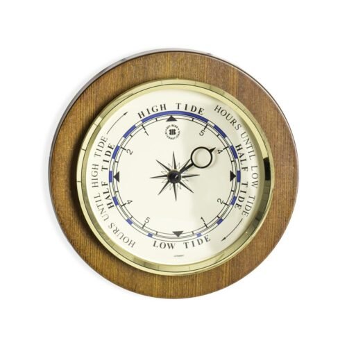 Bey Berk Tide Clock on 9" Cherry Wood with Brass Bezel.