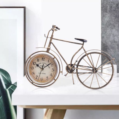 Bicycle Desk Clock Classic Old Fashioned Decorative Clock Vintage Retro Style