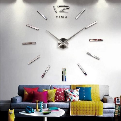 Big 3D Wall Clock Decal Sticker Huge Home DIY Large Room Watch Decor Abstract