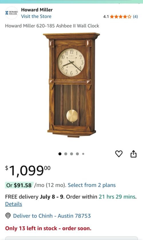 Big and Beautiful Howard Miller Ashbee II Wall Clock 620-185
