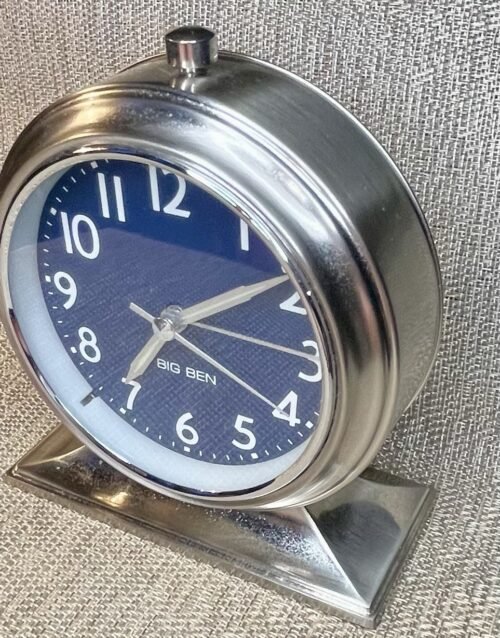 Big Ben Alarm Clock Silver Battery Powered Loud