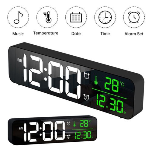 Big Digital Home Temperature Large LED Wall/Desk Clock Calendar 12/24 Hour 265mm