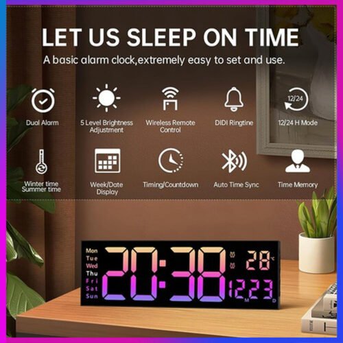 Big Digital Led Clock Wall Mount 16inch Large Numbers Timer Date Temperature Us