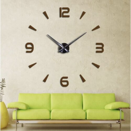 Big DIY Cutout Numbers Coffee Color Wall Clock 3D
