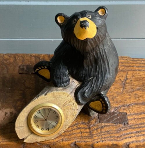 Big Sky Carvers Bearfoots Bears Desk Clock - Jeff Flemming