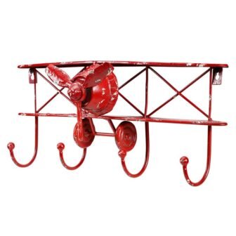 Biplane Design Cast Iron Red Gloss Finish Wall Art