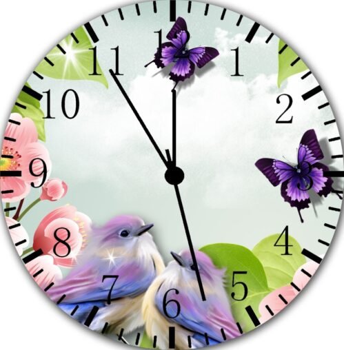 Birds Flowers Butterfly Wall Clock E16 Personalized option with adding name