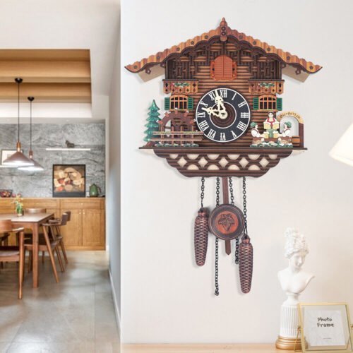 Bird Wall Clock Wooden Antique Wall Clock Traditional Black Forest Style